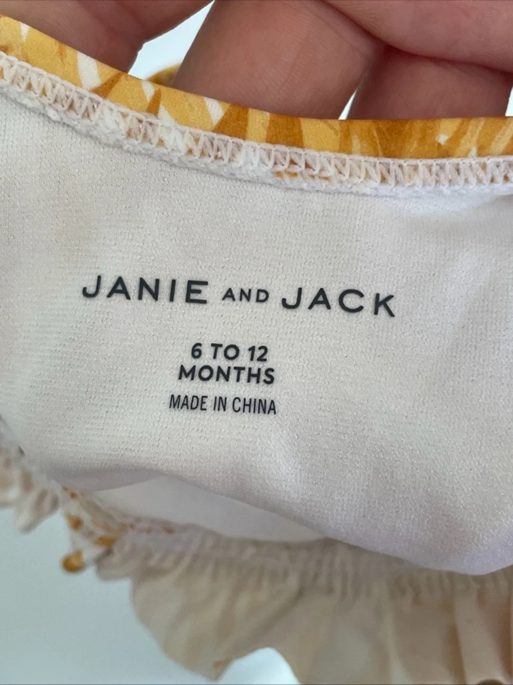 Janie And Jack Baby Girls Gold And White Palm Swimsuit Size 6 To 12 Months